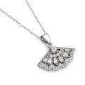 Collier Argent 925 Pendentif Éventail Zirconiums Sertis – Chaîne 45 cm