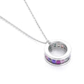 Collier Argent 925 Pendentif Anneau Zirconiums Multicolores – Chaîne 45 cm