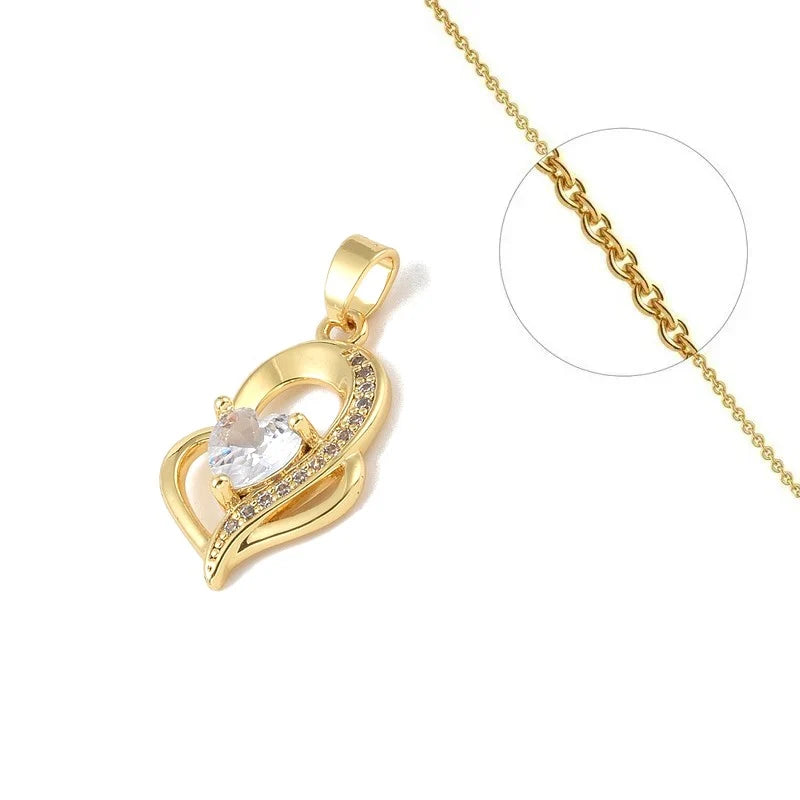 Collier Chaîne Pendentif Cœurs Zirconiums Sertis - Doré | Romance & Éclat