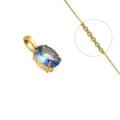 Collier Doré Pendentif Solitaire Zirconium Bleu Serti | Chaîne 45 cm