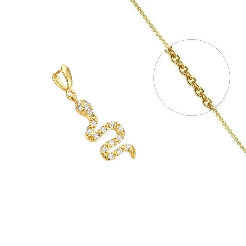 Collier Doré Pendentif Serpent & Zirconiums Sertis | Bijou Femme Élégant & Exclusif