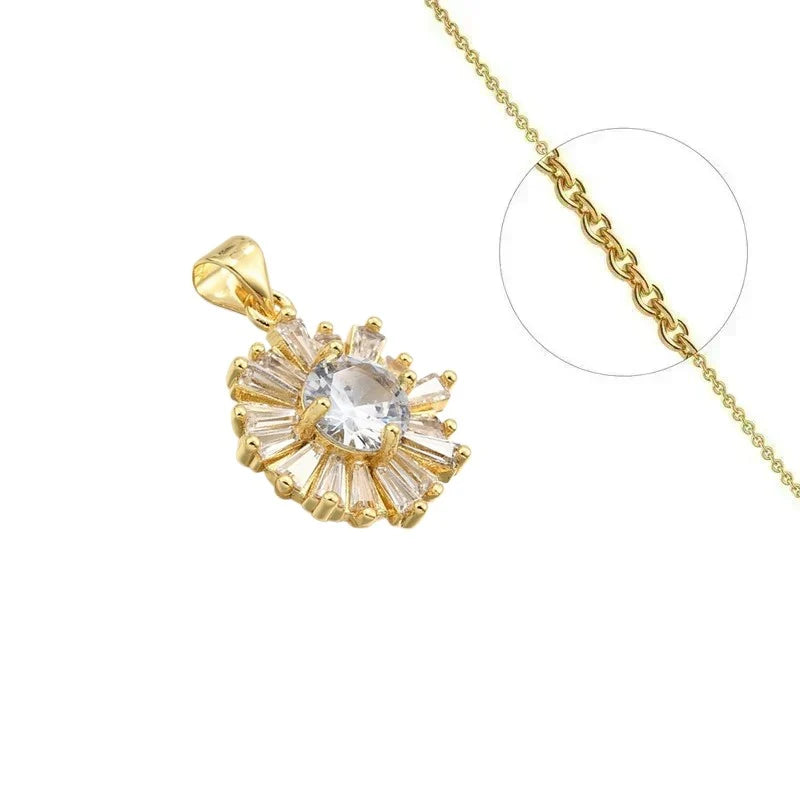 Collier Doré Pendentif Fleur & Zirconiums Étincelants | Bijou Femme Luxe Nature