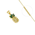 Collier Pendentif Ananas Oxydes Verts Scintillants Doré – Plaqué Or 1 Micron | Bijou Femme Chic