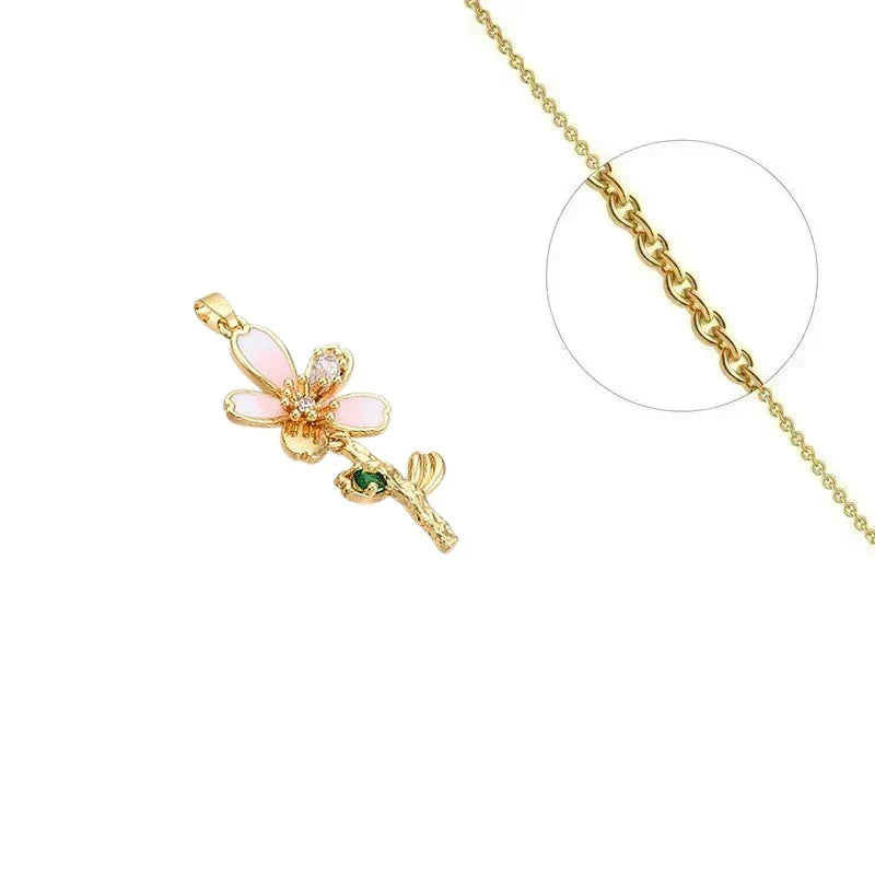 Collier Doré Pendentif Fleur Nacre & Zirconiums – Chaîne 45 cm | Bijou Féminin