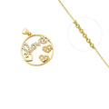 Collier Pendentif Love Cœur Zirconiums Sertis Doré – Grand Format | Plaqué Or 1 Micron