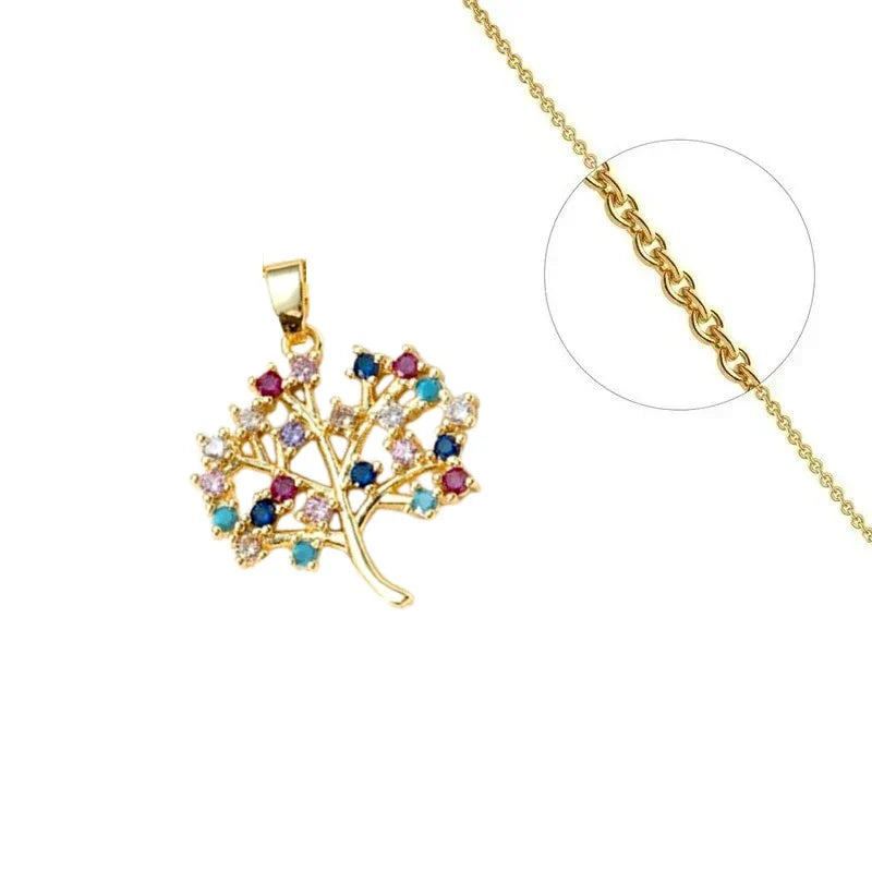 Collier Doré Arbre de Vie – Zirconiums Colorés Sertis | Style Affirmé & Éclat