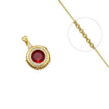 Collier Doré Pendentif Rosace Rouge & Zirconiums Sertis | Bijou de Luxe