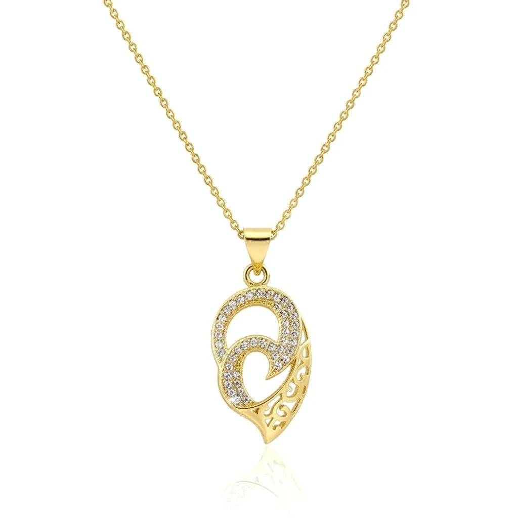 Collier Pendentif Entrelacé Serti de Zirconiums Scintillants Doré – Plaqué Or 1 Micron | Bijou Femme