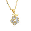 Collier Pendentif Fleur & Cœur Serti de Zirconiums Scintillants Doré – Plaqué Or 1 Micron