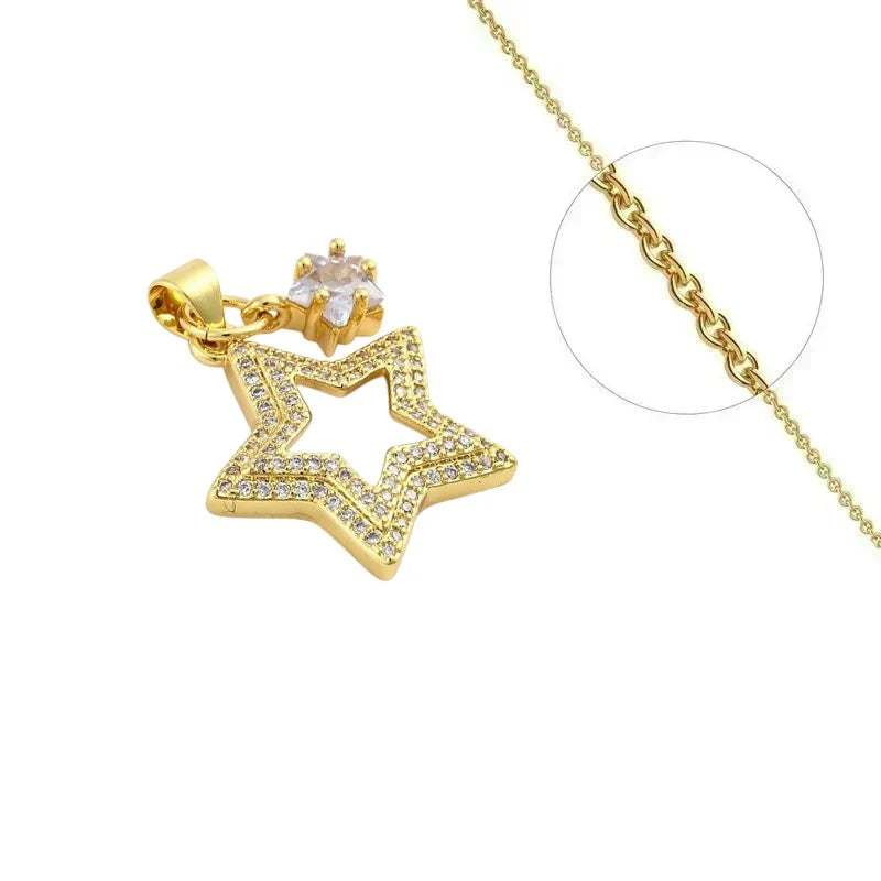 Collier Doré Pendentif Étoile Scintillante & Zirconiums Sertis | Bijou Femme Luxe