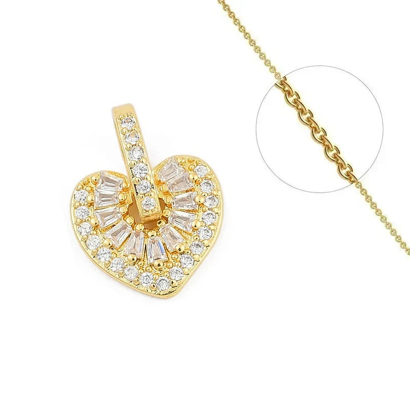 Collier Doré Cœur Zirconiums Blancs Sertis – Éclat & Glamour | Bijou Femme Luxe