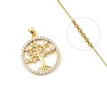 Collier Doré Arbre de Vie Zircone Blanche – Pendentif Étincelant | Bijou Prestige