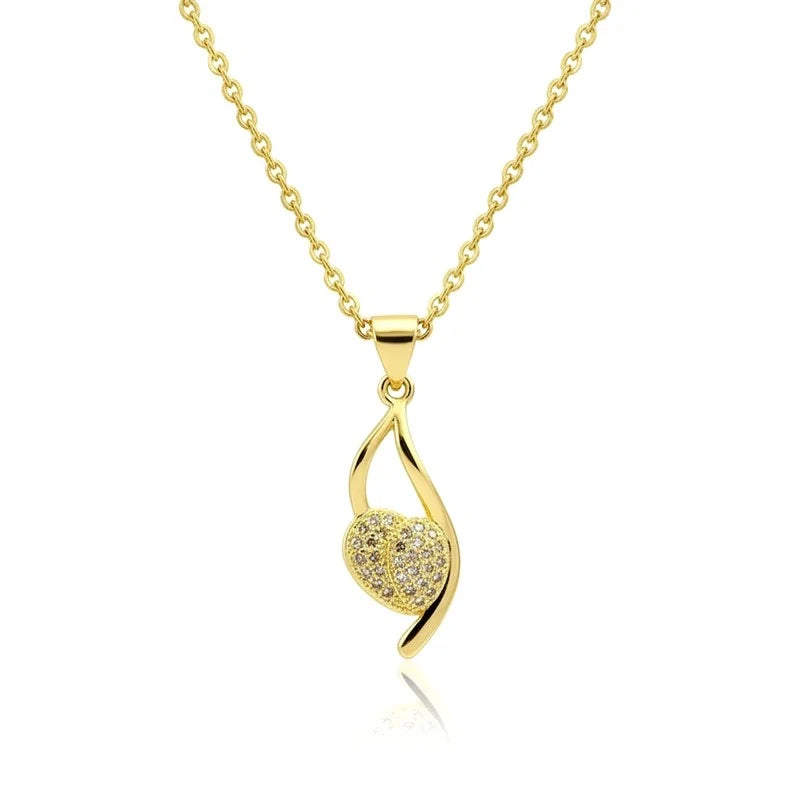 Collier Pendentif Cœur Original Zirconiums Étincelants Doré – Plaqué Or 1 Micron | Charme Discret