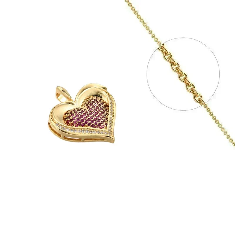 Collier Doré Cœur Rose & Zirconiums Étincelants | Bijou Femme Premium