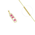Collier Pendentif Danseuse 3 Zirconiums Fuchsia Éclatants Doré – Plaqué Or 1 Micron | Bijou Femme