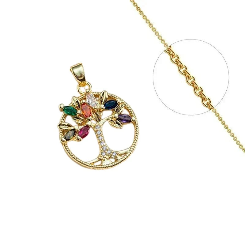 Collier Doré Arbre de Vie – Zirconiums Colorés Sertis | Bijou Vie & Positivité