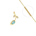 Collier Chaîne Pendentif Fleur Zirconiums Sertis Bleu - Doré | Élégance & Sophistication