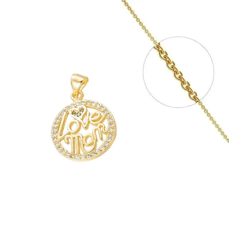 Collier Doré Cercle Mom – Zirconiums Blancs Sertis | Bijou Maman Étincelant