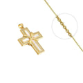 Collier Doré Pendentif Croix Religieuse Nacre & Zirconiums Sertis – Chaîne 45 cm Plaqué Or 1 Micron