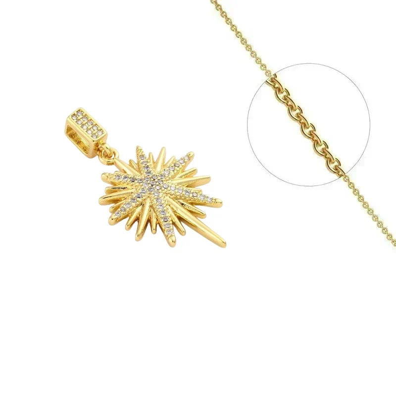 Collier Doré Pendentif Étoile du Nord & Zirconiums Sertis | Bijou Femme Élégant