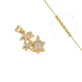 Collier Pendentif Tortue Palmiers Zirconiums Étincelants Doré – Plaqué Or 1 Micron | Bijou Exotique