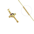 Collier Doré Pendentif Croix Christ Zirconiums Colorés – Chaîne 45 cm | Bijou Foi & Style