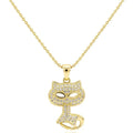 Collier Pendentif Chat Serti de Zirconiums Scintillants Doré – Plaqué Or 1 Micron | Bijou Femme