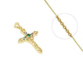 Collier Doré Pendentif Croix Zirconiums Colorés – Chaîne 45 cm | Bijou Tendance & Sophistiqué