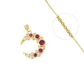 Collier Pendentif Lune Rouge Zirconiums Sertis – Plaqué Or 1 Micron