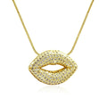 Collier Pendentif Bouche Serti de Zirconiums Étincelants Doré – Plaqué Or 1 Micron | Bijou Femme