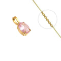 Collier Doré Pendentif Solitaire Zirconium Rose Serti | Chaîne 45 cm