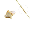 Collier Doré Double Cœur Nacre & Zirconiums Étincelants