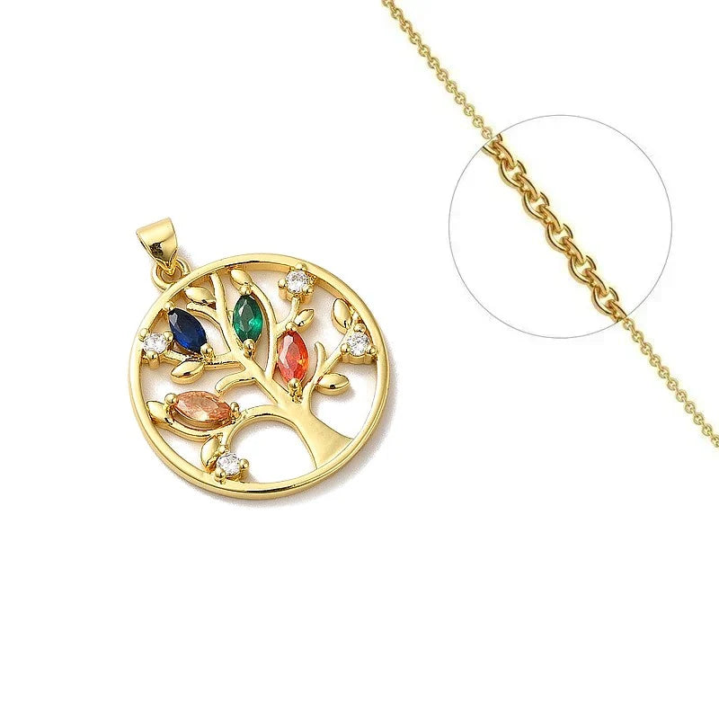 Collier Doré Arbre de Vie – Zirconiums Colorés Sertis | Spiritualité & Connexion Terre-Ciel