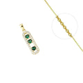 Collier Pendentif Danseuse 3 Zirconiums Verts Émeraude Doré – Plaqué Or 1 Micron | Bijou Femme