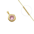 Collier Doré Pendentif Rosace Rose & Zirconiums Sertis – Chaîne 45 cm Plaqué Or 1 Micron