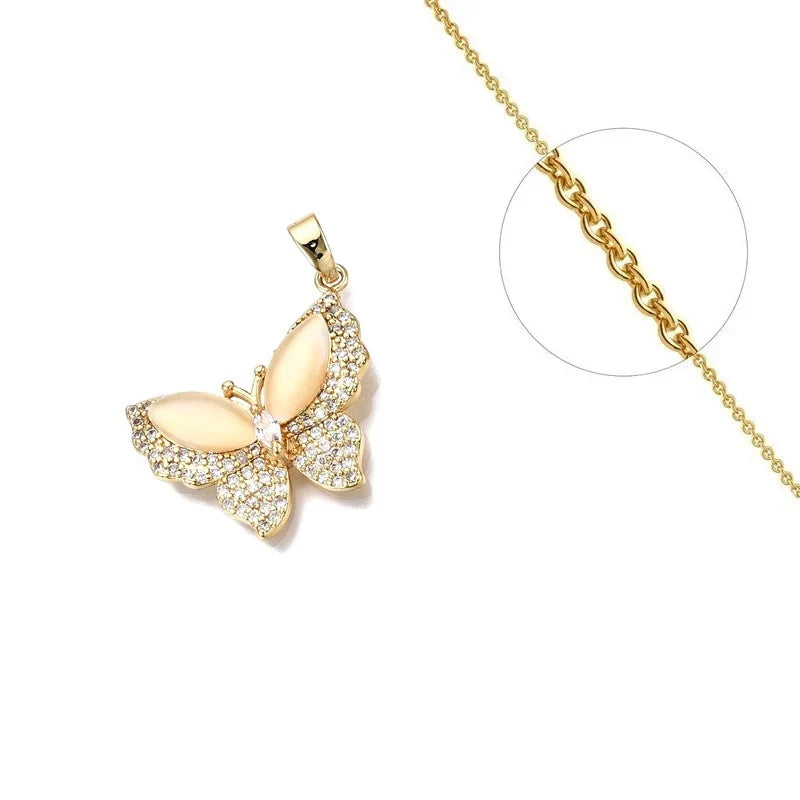 Collier Chaîne Pendentif Papillon Zirconium - Doré | Délicatesse & Féminité