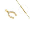 Collier Doré Pendentif Fer à Cheval & Zirconiums Sertis | Bijou Chance & Glamour