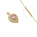 Collier Doré Joli Cœur Rose & Zirconiums Étincelants | Bijou Femme Romantique
