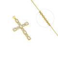 Collier Pendentif Croix Zirconiums Sertis Grand Format – Plaqué Or 1 Micron