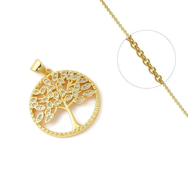 Collier Doré Arbre de Vie Stylisé – Zirconiums Sertis | Design Délicat & Raffiné