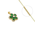 ✨ Collier Doré Pendentif Fleur Verte Zirconiums Sertis | Chaîne 45cm | Plaqué Or 1 Micron
