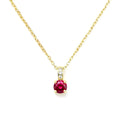 Collier Pendentif Oxyde Rouge & Zirconiums sur Bélière Dorée – Plaqué Or 1 Micron