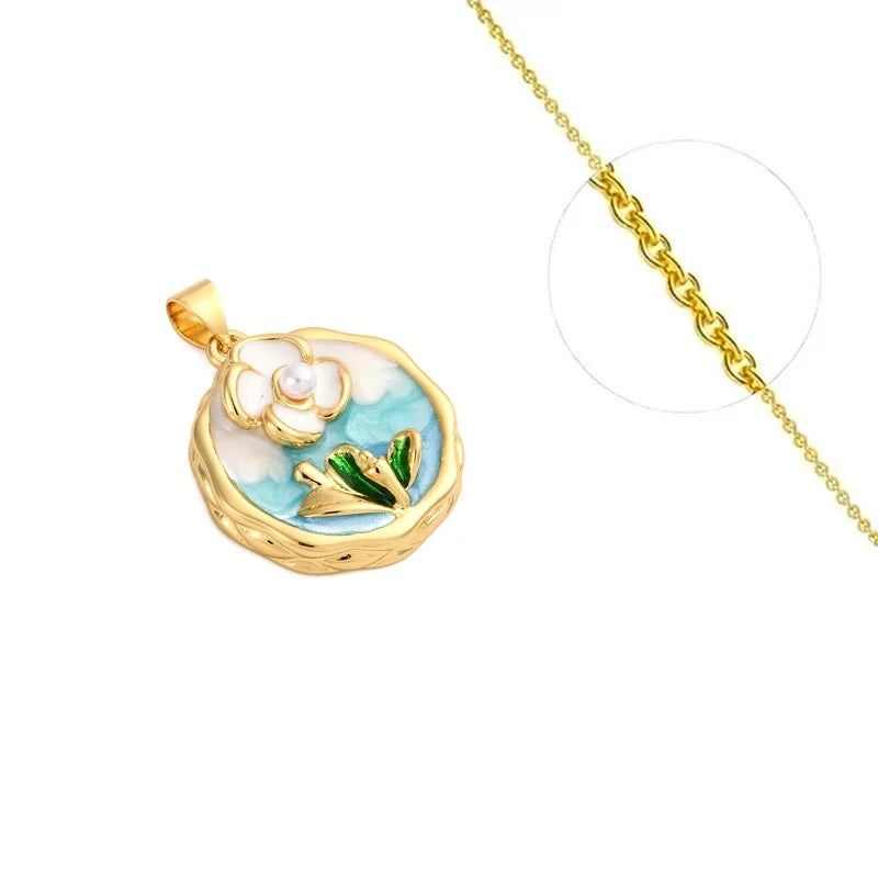 Collier Pendentif Fleur Émaillée Couleurs Vibrantes Doré – Plaqué Or 1 Micron | Bijou Femme