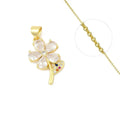 Collier Pendentif Fleur Serti de Zirconiums Brillants Doré – Plaqué Or 1 Micron | Bijou Femme