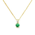Collier Pendentif Oxyde Vert & Zirconiums sur Bélière Dorée – Plaqué Or 1 Micron