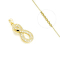 Collier Pendentif Infini Serpent Zirconiums Blancs Sertis Doré – Plaqué Or 1 Micron