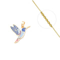 Collier Pendentif Oiseau Émail – Plaqué Or 1 Micron