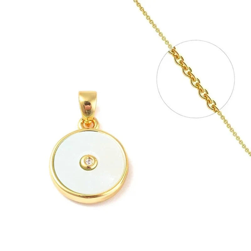 Collier Pendentif Coquille de Nacre Véritable Doré à l'Or Fin – Plaqué Or 1 Micron