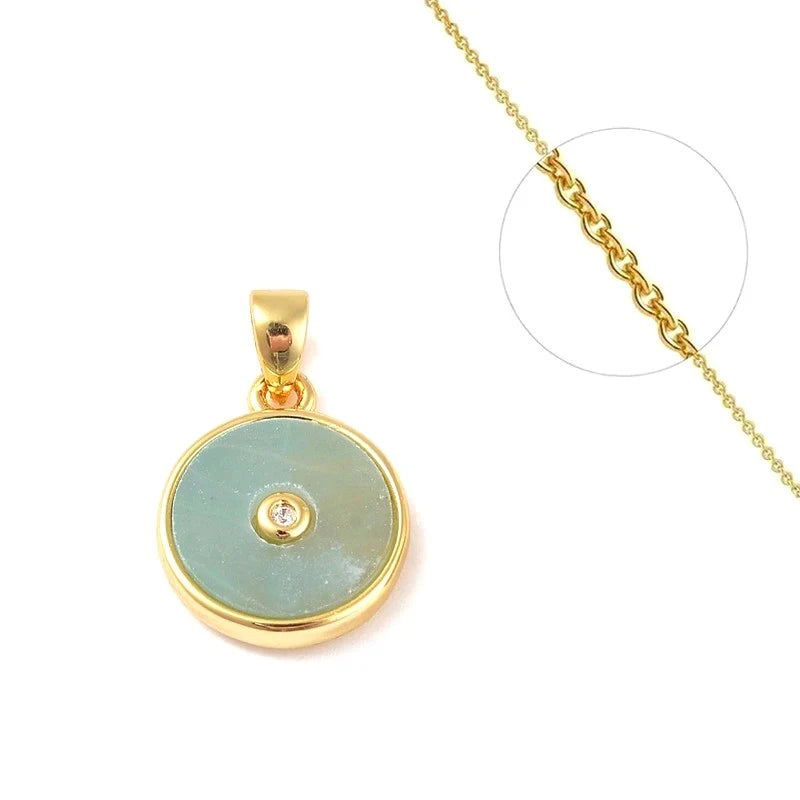 Collier Pendentif Amazonite Pierre Naturelle Doré à l'Or Fin – Plaqué Or 1 Micron