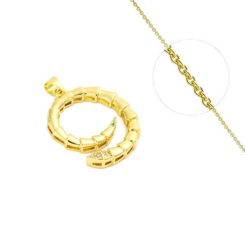 Collier Pendentif Serpent Zirconiums Blancs Sertis Doré – Plaqué Or 1 Micron | Bijou Femme